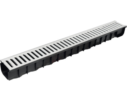 Gouttière plastique en PP avec grille passerelle zinguée 1000 x 121 x 84 mm