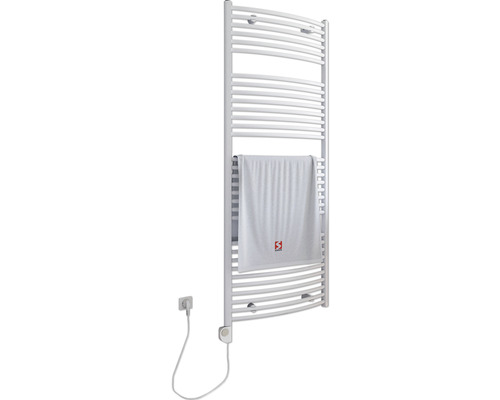 Elektrischer Handtuchwärmer SCHULTE Europa Heizstab links 60 x 153,5 cm 600 W mit Heizstab 3 regulierbar weiß Elektrischer Handtuchwärmer mit Handtuch