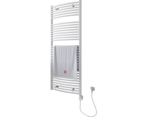 Elektrischer Handtuchwärmer SCHULTE Europa Heizstab rechts 60 x 153,5 cm 600 W mit Heizstab 3 regulierbar weiß Elektrischer Handtuchwärmer mit Handtuch