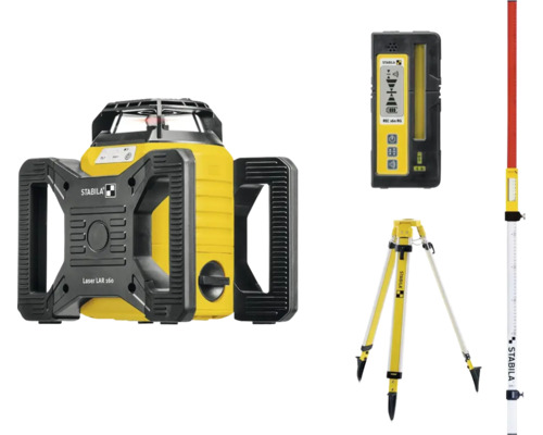 Stabila Laser LAR 160 Rotationslaser Set mit Empfänger, Stativ und Messlatte