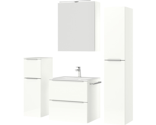 Badezimmersatz mit Waschtischunterschrank, Spiegelschrank und Hochschrank