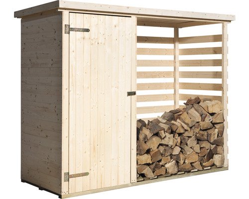 Abri à bois avec porte et remplissage en bois