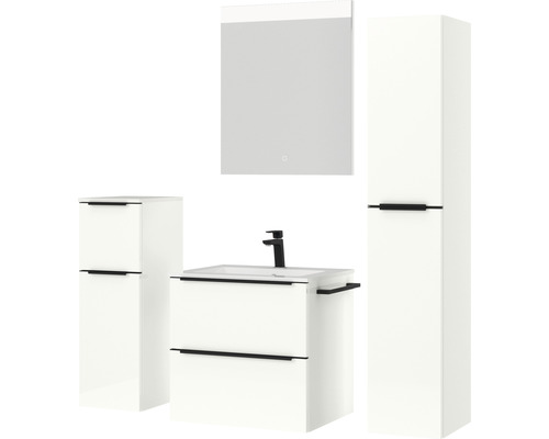 Ensemble de salle de bains avec meuble sous-lavabo, armoire de toilette et armoire haute