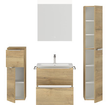 Badezimmermöbel-Set mit Waschtisch, Spiegelschrank und Hochschrank