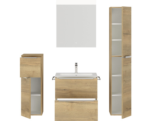 Ensemble de meubles de salle de bains avec lavabo, armoire de toilette et armoire haute