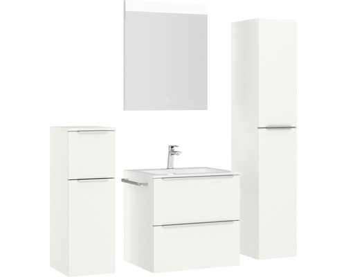 Badezimmersatz mit Waschtisch, Spiegelschrank und Hochschränken