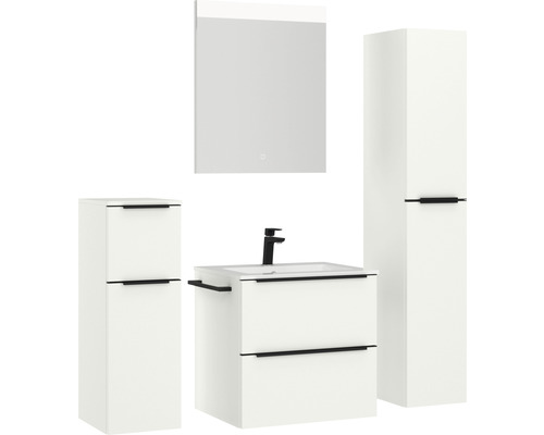 Ensemble de salle de bains avec meuble sous-lavabo, armoire de toilette et armoire haute