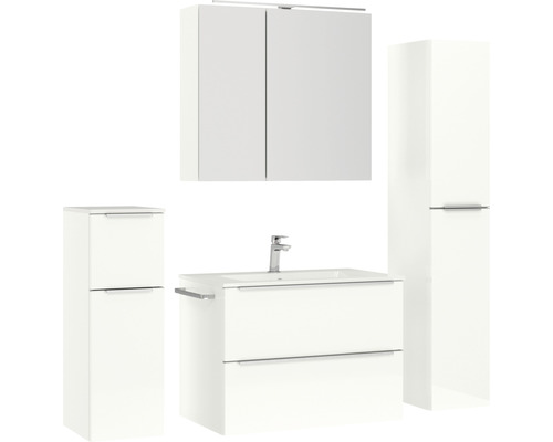 Badezimmer-Set mit Waschtischunterschrank, Waschbecken, Spiegelschrank und Hochschrank