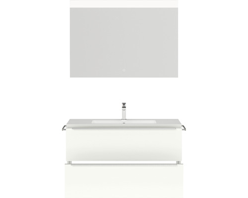 Badezimmerset mit Waschbeckenunterschrank, Waschtisch und Spiegel