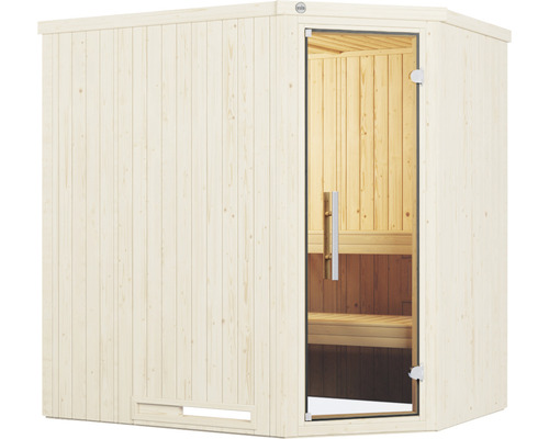 Holzsauna mit Glastür