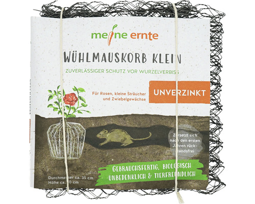 Wühlmauskorb Schutzkorb meine ernte unverzinkt klein 35 × 40 cm gegen Wurzelverbiss für Bäume, Sträucher, Zwiebelgewächse und Rosen , Wühlmausschutzgitter 100 % plastikfrei