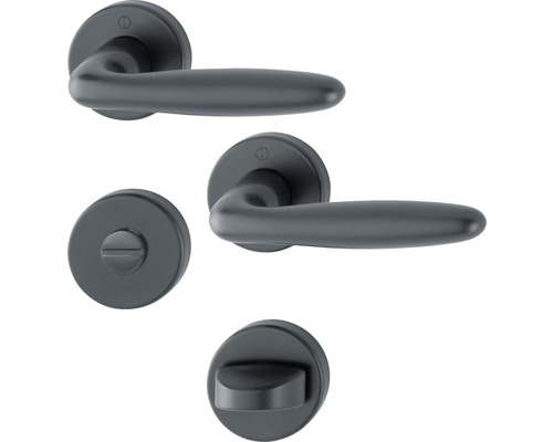 Rosettengarnitur WC Hoppe 11861678 Verona 1510/42KV/42KVS schwarz pulverbeschichtet Türdrücker-Garnitur mit WC-Verriegelung