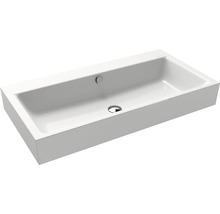 Weißes Keramik Waschbecken mit Überlauf und Ablauf