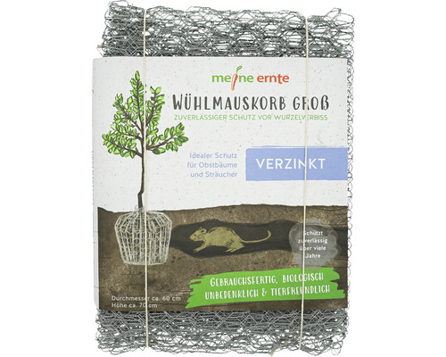 Wühlmauskorb Schutzkorb meine ernte verzinkt 60 × 70 cm gegen Wurzelverbiss für Bäume, Sträucher und Rosen , Wühlmausschutzgitter 100 % plastikfrei Wühlmauskorb groß, zum Schutz vor Wurzelverbiss, verzinkt, Durchmesser circa 60 cm, Höhe circa 70 cm