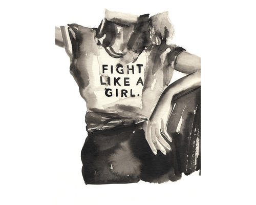 Illustration einer Person mit einem T-Shirt mit der Aufschrift ''Fight like a girl''
