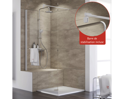 Cabine de douche Schulte Master Class 1200x2000 mm verre véritable transparent clair blanc D1201990450