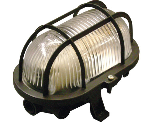 Lampe ovale IP44 avec grille de protection B 126 mm noir