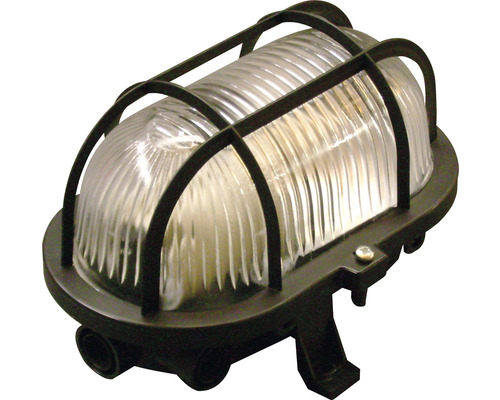 Lampe ovale IP44 avec grille de protection B 126 mm noir Lampe ovale IP44 avec grille de protection B 126 mm noir
