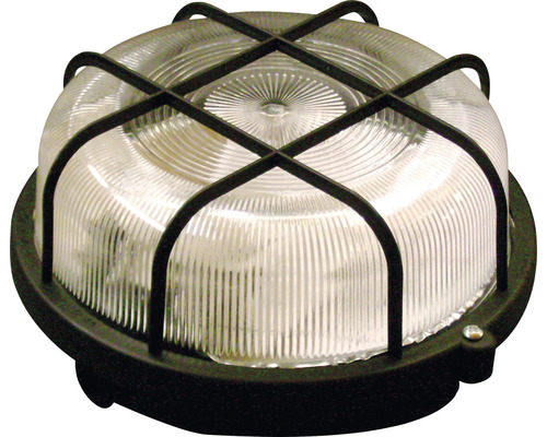 Lampe ronde IP44 avec grille de protection Ø 190 mm noir