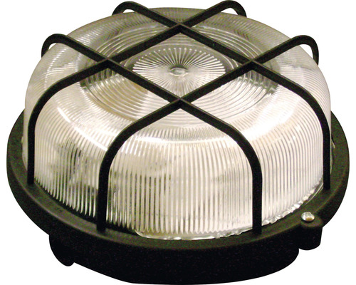Lampe ronde IP44 avec grille de protection Ø 190 mm noir Lampe ronde IP44 avec grille de protection Ø 190 mm noir