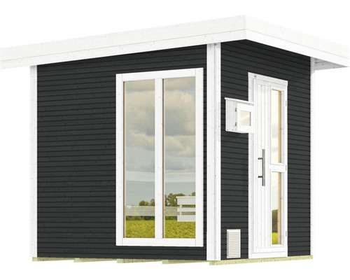 Chalet sauna Weka Kuopio sans poêle avec fenêtre et porte en bois avec verre isolé thermiquement anthracite/blanc