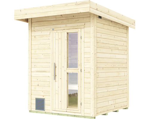 Holzsauna mit Glastür