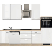 Cuisine complète Flex Well avec appareils Valero 280 cm blanc haute brillance démontée variante réversible 00012068