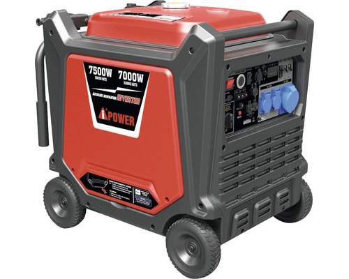 Stromerzeuger mit 7500 Watt maximaler Leistung und 7000 Watt Dauerleistung, ausgestattet mit Rädern
