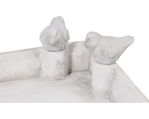 Abreuvoir décoratif pour oiseaux en pierre avec deux ornements d''oiseaux