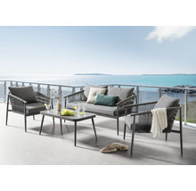Salon de jardin Destiny 4 places avec 2 fauteuils, canapé, table aluminium plastique textile anthracite-thumb-0