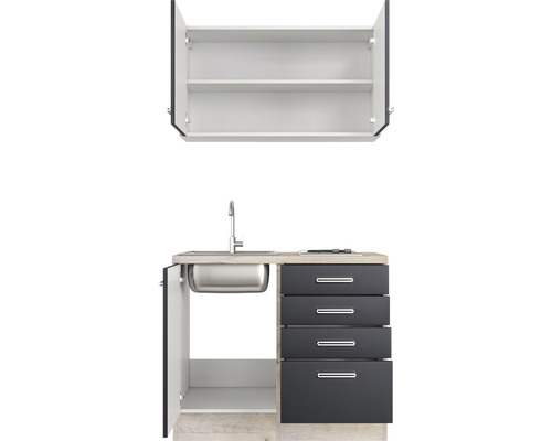 Cuisine équipée avec évier, meuble bas et meuble haut pour l''aménagement de la cuisine