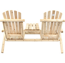 Doppelsitzbank aus Holz mit Tisch für den Garten