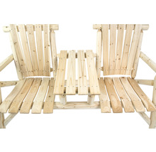 Doppelsitzbank aus Holz mit Tisch