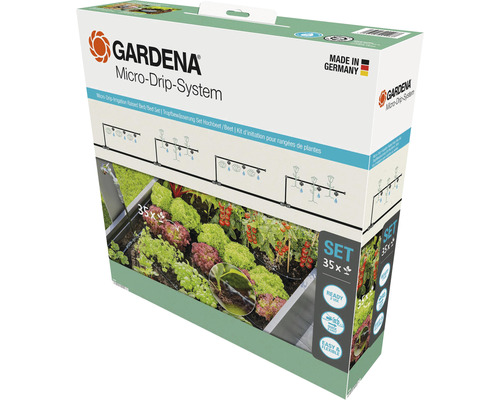 Kit d'arrosage GARDENA Micro-Drip kit de démarrage carré potager/massif (pour jusqu'à 35 plantes)
