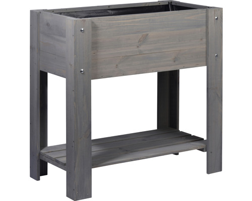 Jardinière sur pieds en bois avec étagère