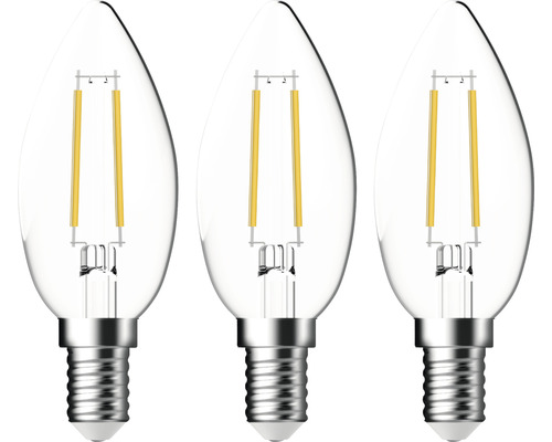 Ampoules flamme LED C35 E14/4,2W(40W) 470 lm 2700 K blanc chaud transparent 3 pces
