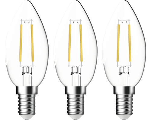 Ampoules flamme LED C35 E14/4,2W(40W) 470 lm 2700 K blanc chaud transparent 3 pces Ampoules flamme LED C35 E14/4,2W(40W) 470 lm 2700 K blanc chaud transparent 3 pces