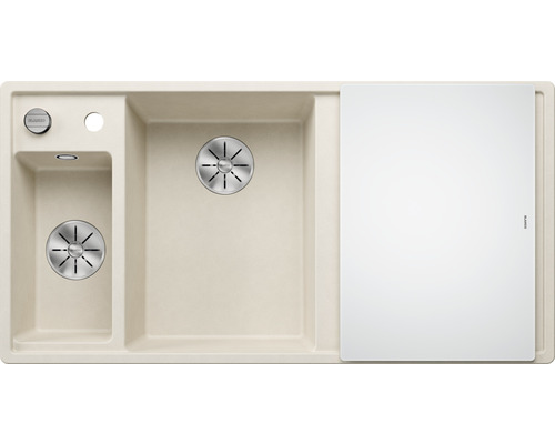 Spüle mit Abtropffläche und Schneidebrett