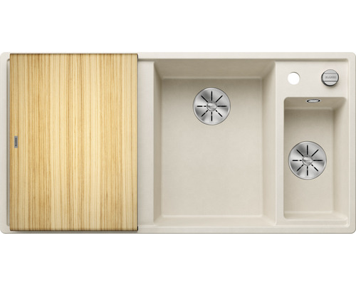 Spüle mit Spülbecken, Abtropffläche und Schneidebrett