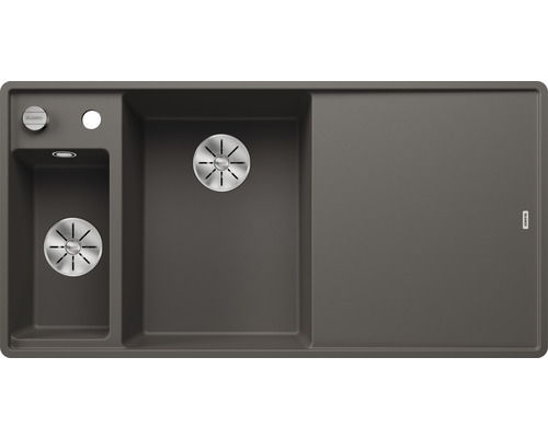 Spüle Blanco Axia III 6 S-F 990 x 500 mm vulkangrau 527230 1 Spülbecken Flächenbündig Flächenbündige Optik Mit Tropffläche Becken links Mit Restebecken Spüle mit Abtropffläche und zwei Becken