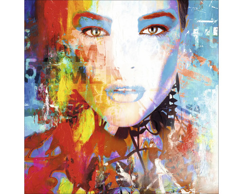 Tableau en verre Colorful Woman IV 20x20 cm