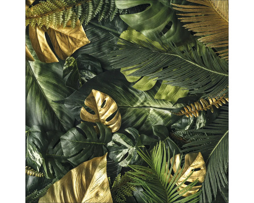 Tableau en verre Green-Gold Foliage 20x20 cm