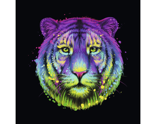 Tableau en verre Neon Tiger 20x20 cm