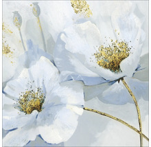 Gemälde mit weißen Blumen und goldenen Akzenten als Dekoration