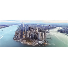 Vue panoramique de Manhattan, New York, avec gratte-ciel et voies navigables