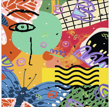 Abstrakte Illustration mit geometrischen Formen und Gesichtszügen
