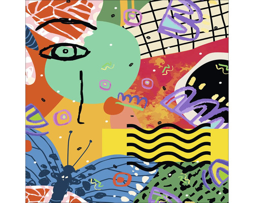 Abstrakte Illustration mit geometrischen Formen und Gesichtszügen