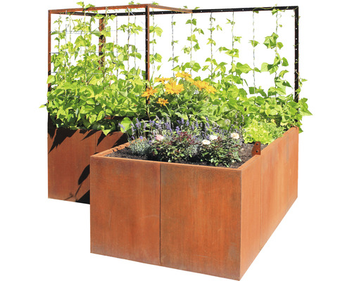 Kit de jardinière surélevée Palatino Urban avec tuteur 200 x 100 x 183 cm marron avec câble à pinces