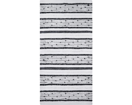 Tapis de chiffon points noir/blanc 65x130 cm