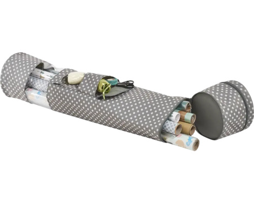 Sac de rangement pour papier cadeau avec motif à pois et compartiment pour accessoires